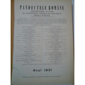 PANDECTELE ROMANE - anul 1931